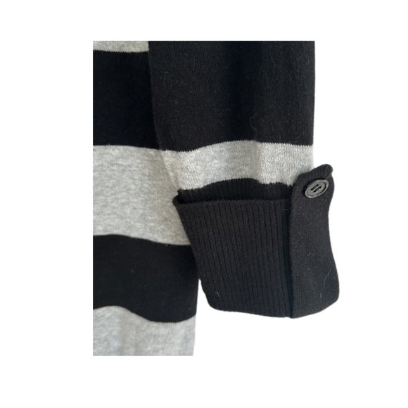 Pink Rose Black Gray Striped V-Neck Sweater 3/4 Sleeve Women's Size M - Picture 4 of 4